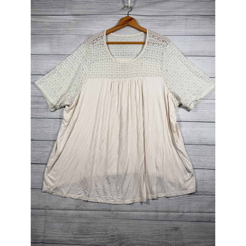 Torrid Super Soft Womens 4X Ivory Lace Babydoll Bell Sleeve Tunic Top 4255